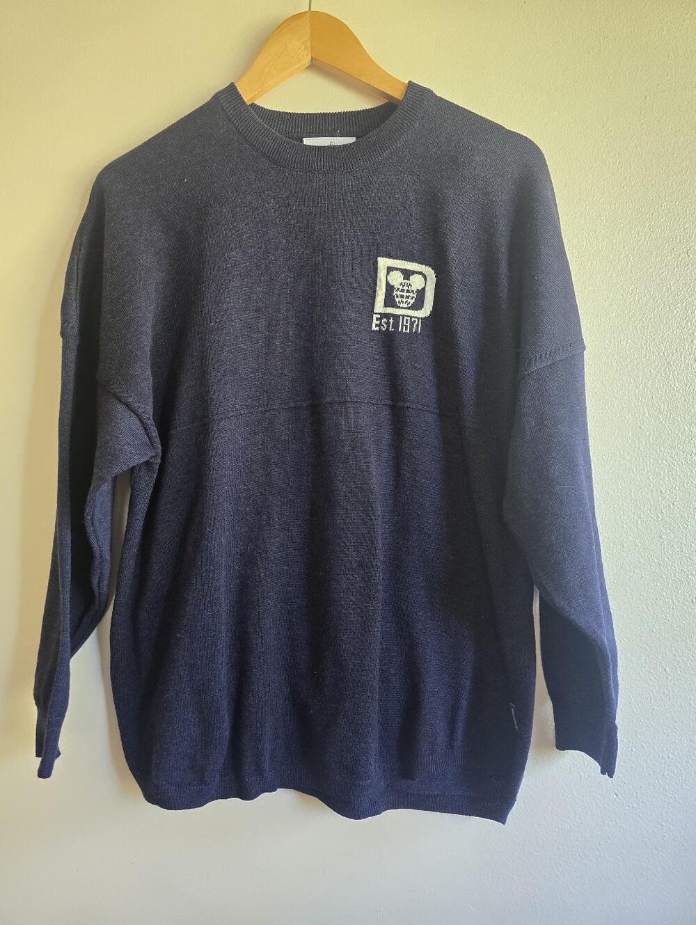 Disney Parks Spirit Jersey, Disney World Navy Crewneck Sweater, Size Small